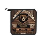 Rustic Lodge Bear - Soporte de silicona para ollas y sartenes calientes, alfombrillas de silicona para encimeras de cocina