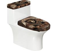 Rustic Lodge Bear - Tapa de inodoro suave, 2 piezas, fundas elásticas reutilizables para inodoros en forma de U/O, decoración de baño