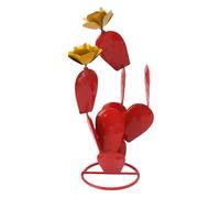 Rustic Metal Cactus Statue Featuring Flowers for Desert Decor, Ideal for Enhancing Your Outdoor or Indoor Spaces