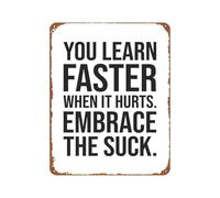 Rustic Metal Wall-Art Funny Saying Embrace The Suck Tin Sign Motivational Decor for Living Room Office Man Cave Kitchen 8 X 12 inch