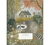 Rustic Raccoon Retreat Notebook: A charming notebook featuring a curious raccoon amidst a serene countryside, complete with vibrant wildflowers and a cozy cottage backdrop.