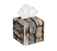 Rustic Rocks - Funda de piel para caja de pañuelos con impresión de ladrillo, elegante bolsa de pañuelos, soporte para caja de pañuelos faciales, para el hogar, oficina, coche