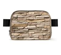 Rustic Rocks - Riñonera cuadrada con estampado de pared de ladrillo, unisex, impermeable, ajustable, bandolera, Black, Talla única, moda