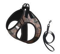 Rustic Stall - Juego de arnés y correa para perro con estampado de puerta de madera, chaleco reflectante ajustable para cachorros pequeños, medianos y grandes y gatos