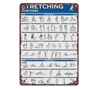 Rustic Stretching Exercises Tin Sign Funny Wall Hanging for Home Gym Garage Basement Laundry Room Porch Farmhouse Style Fitness Decor 8 X 12 inch