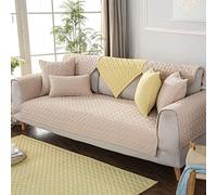 Rustic Style Cotton Couch Cover Solid Color Sofa Cover Soft Thickened Sectional Couch Cover for 3 2 4 Cushion Washable Non Slip Sofa Slipcover Furniture Protector,Gray,70 * 90cm/27.6 * 35.4in(Beige,90