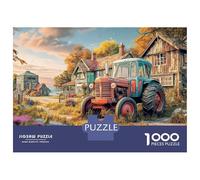 Rustic Tractor Scene 1000 Piezas Cartón Resistente Vintage Countryside Art Style Set Regalo Rompecabezas Parejas Socios Relajación Mental Decoración Interior 70x50cm/1000pcs