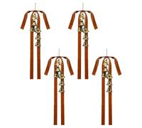 Rustic Velvet Christmas Bow - Red Long Velvet Bows Ornaments For Christmas Tree with Bells | 4 Pieces ?istmas Clear Fillable Baubles,for Fireplace Door Wreath Wall Mantel