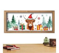 Rustic Wall Decor - Christmas wall decorations, Wood Farmhouse Highland Cow Bathroom Decor | Animal Wood Sign Display Cabinets Bookshelves Living Room Kitchen Restroom Cafe Indoor