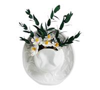 Rustic Wall Vase, Ceramic Cowboy Hat Planter Pot, 7.09x6.30 Inch Hanging Flower Holder with Artistic Wall Mount, Ceramic Decor Piece, Vase with Vintage Country Style, Home Accent for Bedroom Kitchen