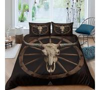 Rustic Western Decor Funda Edredon Juego de Ropa de Cama de 3 Piezas Impresión 3D Cierre de Rustic del Oeste Decor Funda de Edredón Funda de Almohada a Juego for Ancianos King（220x240cm）