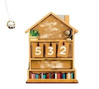 Rustic Wooden Book Reading Tracker,Manual Page Counter with Engraved Bookshelf Design,Desk & Shelf Decor for Office, Study,Living Room (yellow)