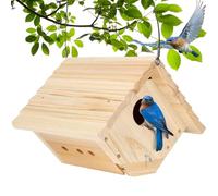 Rustic Wooden Hummingbird House, Natural Garden Bird Shelter, 8 Inch Small Nesting Box with Sturdy Construction, Compact Backyard Habitat with Portable Design, Charming Outdoor Decor, Bird Home