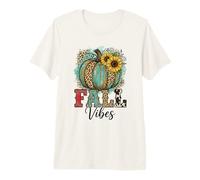 Rústico Fall Vibes Calabaza Girasoles Leopardo Camiseta Premium