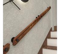 Rústico Industrial de Madera Banister Escalera Barandilla con Montaje de Soporte de Hierro Forjado, Loft de Casa Contra la Pared Barandilla de Barra de Agarre de Ancianos/11Ft/330Cm