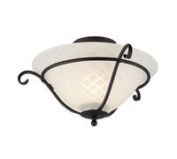 Rústico Lámpara de Techo Austen Metal Cristal Redondo Casa Campo Salón E27 Luz