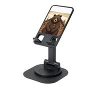 Rústico Lodge Bear - Soporte para teléfono celular, ángulo de altura ajustable, giratorio de 360°, portátil, plegable, accesorios de oficina, compatible con todos los teléfonos móviles y tabletas
