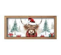 Rustikale Wanddekoration - Wohnaccessoires,Holz Hochlandrind Badezimmer Deko, Badezimmerwandkunst | Weihnachtshochland Kuhwanddekoration Für Wohnzimmer Bad Küche Bücherregal Café Urlaub Indoor
