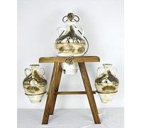 Rustiluz Cantarera de Madera y forja Negro-Oro, con 3 cantaros decoración Paisaje