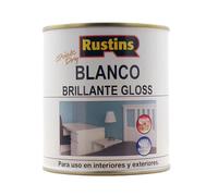 Rustins - Pintura brillante de secado rápido para madera y metal en interiores y exteriores, 500 ml, color blanco