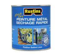 Rustins - pintura de metal satinada plateada de secado rápido para uso exterior e interior 250 ml, 3,5 m².