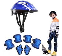 RUSTOO 7 Piezas de Casco de Bicicleta Ajustable para niños, Rodilleras y Coderas para niños y niñas, Equipo de protección para patineta, Bicicleta, Patinaje, Ciclismo, Scooter