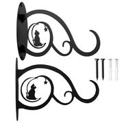 Rustproof Plant Hooks, Outdoor Iron Hanging Set, 10.24x6.3 Inches Wall Mount Hanger with Vintage Design, Garden Support Bracket, Decorative Finish for Outdoor Display, Patio Use for Lantern Hanging