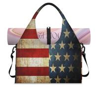 Rusty America Independent Day - Bolsa deportiva con compartimento para zapatos, bandera de Estados Unidos, bolsa de equipaje para gimnasio, yoga, viajes, color, L, Bolsa de viaje
