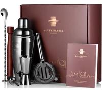 Rusty Barrel Cocktail Kit Modelo Knightsbridge | Coctelera Profesional Negra con Accesorios para Bar | Kit Cocktail, Coctelera para Cócteles, Set Cocteleria | Presentada en Lujosa Caja Regalo