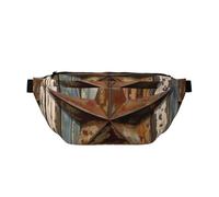 Rusty Metal Star on Wooden Wall Sling Bag para hombres y mujeres, riñonera en el pecho, bolsa cruzada para viajes, gimnasio, trabajo, senderismo, multicolor, Talla única, Mochila de senderismo