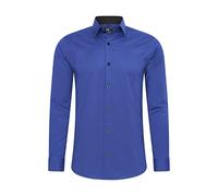 Rusty Neal Camisa de hombre de corte ajustado de manga larga elástica en contraste camisa de negocios camisa de ocio, Sax, XXXXL
