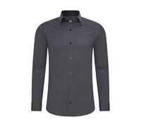 Rusty Neal Camisa de hombre Premium Slim Fit de manga larga elástica gris con cuello Kent para negocios y ocio Talla M, antracita, 4XL