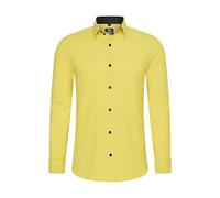 Rusty Neal Camisa de hombre Premium Slim Fit de manga larga elástica gris con cuello Kent para negocios y ocio Talla M, amarillo, S