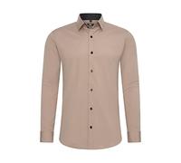 Rusty Neal Camisa de Hombre Premium Slim Fit Manga Larga Elástica Gris Cuello Kent Camisa de Negocios Casual M, beige, S