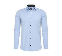 Rusty Neal Camisa de Hombre Premium Slim Fit Manga Larga Elástica Gris Cuello Kent Camisa de Negocios Casual M, azul claro, L