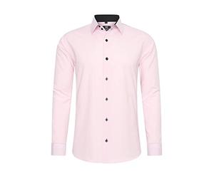 Rusty Neal Camisa de Hombre Premium Slim Fit Manga Larga Elástica Gris Cuello Kent Camisa de Negocios Casual M, Rosa., L