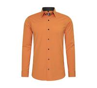 Rusty Neal Camisa para hombre Premium Slim Fit de manga larga elástica gris con cuello Kent para negocios y ocio Talla M, naranja, L