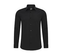 Rusty Neal Camisa para hombre Premium Slim Fit de manga larga elástica gris con cuello Kent para negocios y ocio Talla M, Negro , M