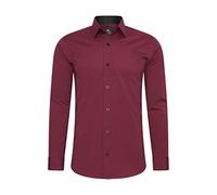 Rusty Neal Camisa para hombre Premium Slim Fit de manga larga elástica gris con cuello Kent para negocios y ocio Talla M, burdeos, M