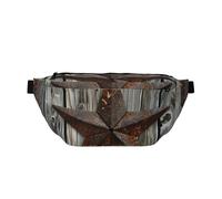 Rusty Star on Wooden Fence Sling Bag Crossbody Bag Waist Pack con correa ajustable para correr, senderismo, viajes, multicolor, Talla única, Mochila de senderismo