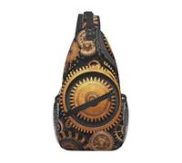 Rusty Steampunk - Riñonera cruzada con diseño de reloj steampunk, bolsa de hombro, bolsa de viaje, senderismo, mochila para mujeres y hombres, Negro -, Talla única