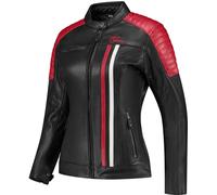 Rusty Stitches Alice Chaqueta de cuero de moto para mujer, negro/rojo/blanco, Talla 42