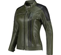 Rusty Stitches Alice Chaqueta de cuero de moto para mujer, Verde/negro, Talla 38