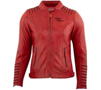 Rusty Stitches Amanda Chaqueta de cuero de motocicleta para damas, negro-rojo, tamaño 44 para Mujer