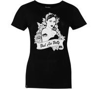 Rusty Stitches Bad Ass Betty Camiseta de señoras, Negro/Blanco, Talla XS