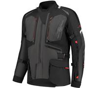 Rusty Stitches Cliff Chaqueta textil impermeable para motocicleta, negro-gris-rojo, tamaño M para Hombres