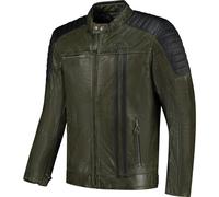 Rusty Stitches Cooper Chaqueta de cuero para moto, negro-verde, tamaño XL para Hombres