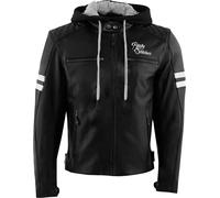 Rusty Stitches Jari Hooded V2, chaqueta de cuero XL male Negro/Blanco