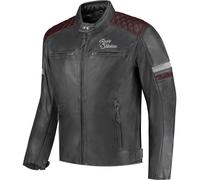 Rusty Stitches Jari V2 Chaqueta de cuero para moto, negro-gris, tamaño XL para Hombres