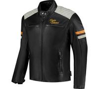 Rusty Stitches Jari V2, chaqueta de cuero S male Negro/Gris Claro/Oro